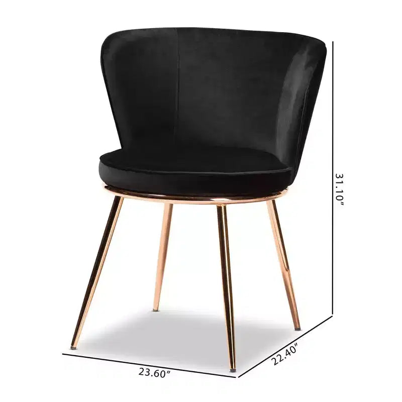 Chaise de salle à manger en métal tapissée de velours Farah