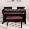 Banc de piano en bois massif avec revêtement en cuir PU, siège de clavier rembourré double pour duo avec rangement