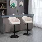 Tabourets de bar réglables Tabourets de cuisine rembourrés avec tissu au toucher lin