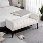 Banc de bout de lit capitonné avec revêtement en tissu