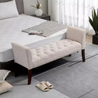 Banc de bout de lit capitonné avec revêtement en tissu