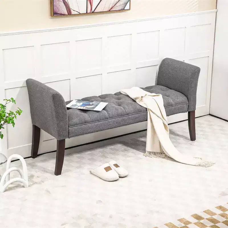 Banc de bout de lit capitonné avec revêtement en tissu