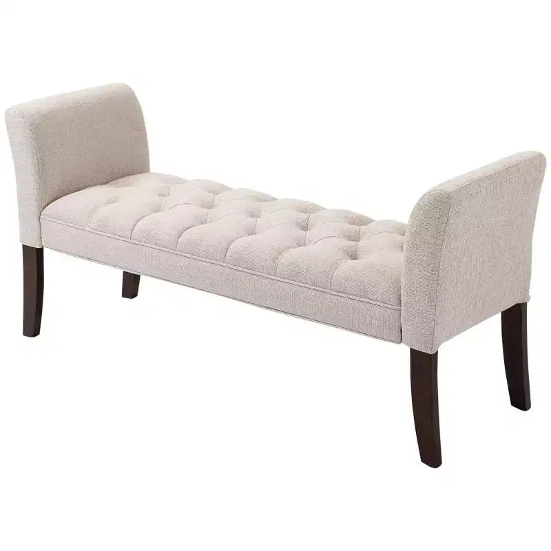 Banc de bout de lit capitonné avec revêtement en tissu