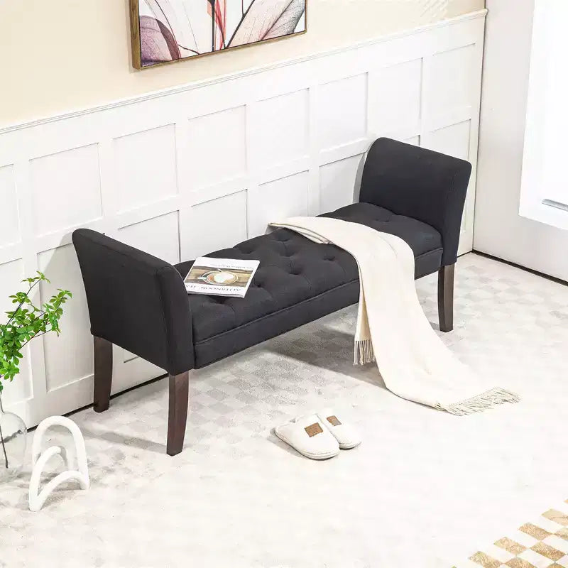 Banc de bout de lit capitonné avec revêtement en tissu