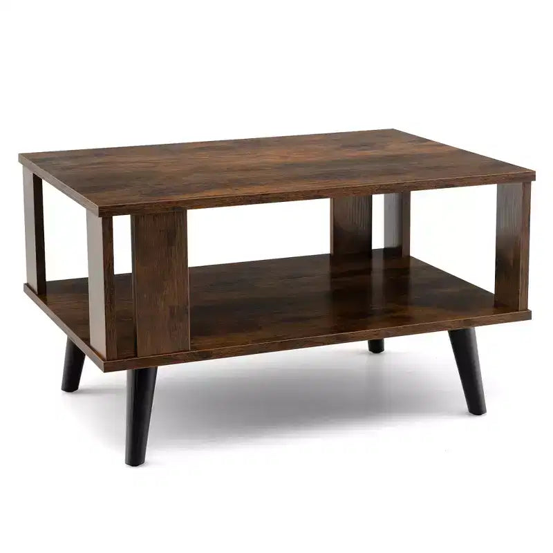 Table basse Table basse rétro de style Mid-Century avec rangement et étagère ouverte
