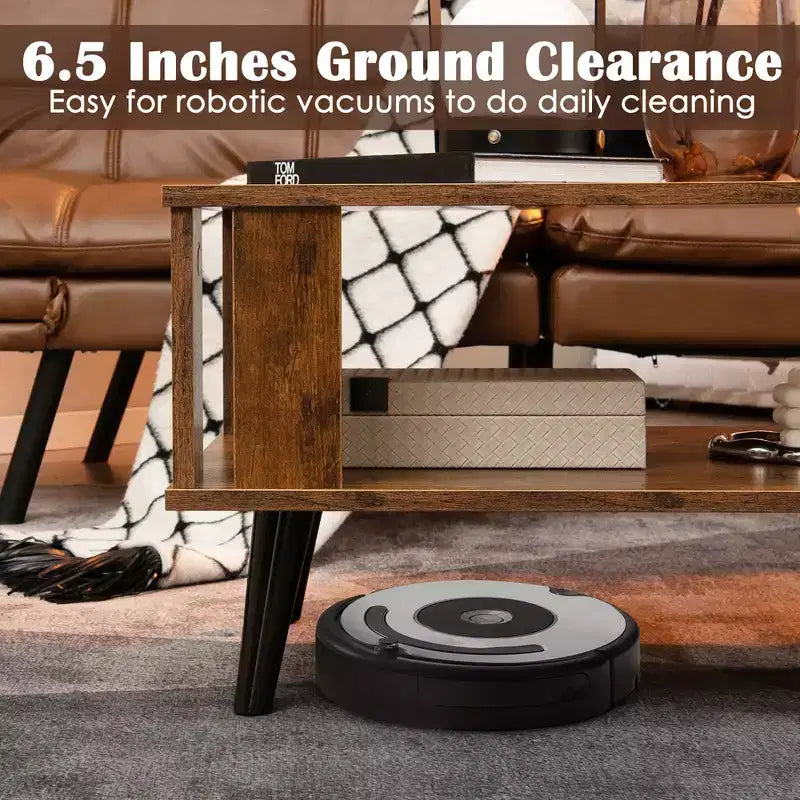 Table basse Table basse rétro de style Mid-Century avec rangement et étagère ouverte