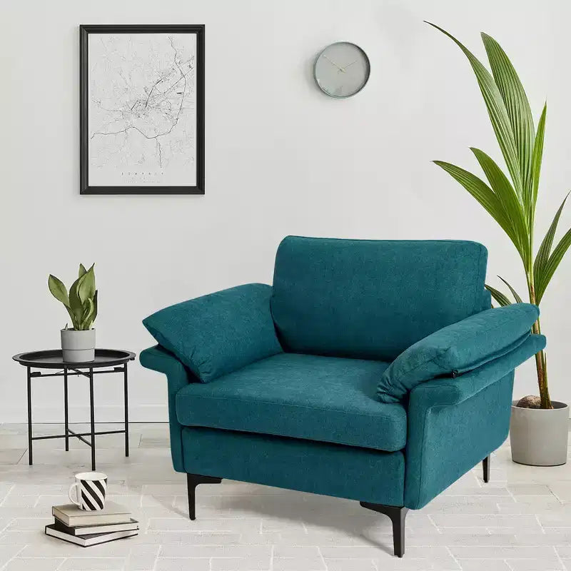 Fauteuil d'appoint en tissu moderne, canapé simple rembourré