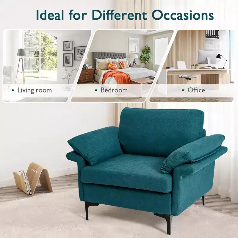 Fauteuil d'appoint en tissu moderne, canapé simple rembourré