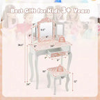 Coiffeuse enfant avec tabouret et miroir triptyque zébré