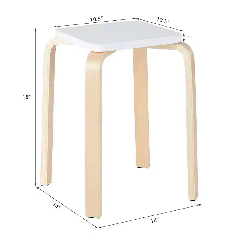 Tabourets carrés colorés, tabourets en bois empilables avec patins antidérapants en feutre