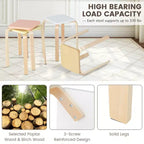 Tabourets carrés colorés, tabourets en bois empilables avec patins antidérapants en feutre