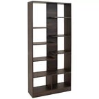 Sunnydaze Indoor Rosalee 9-Tier Open Bookshelf with Staggered Shelves - Coffee Brown