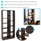 Étagère à Livres Ouverte à 9 Niveaux avec Tablettes Décalées pour l'Intérieur