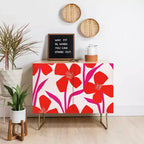 Crédence à motif floral rouge et rose