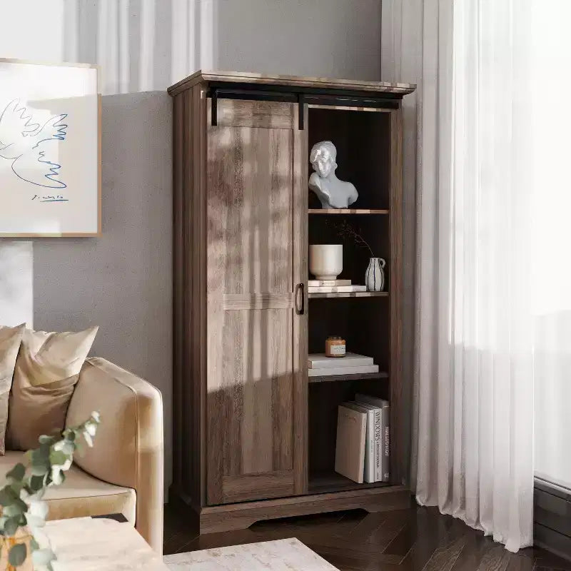 Meuble de rangement de ferme avec porte coulissante de style grange