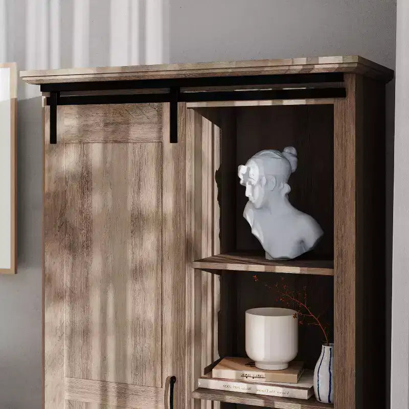 Meuble de rangement de ferme avec porte coulissante de style grange