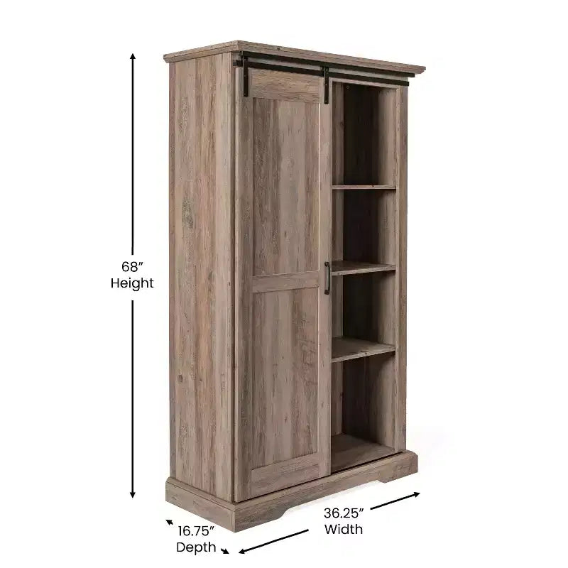Meuble de rangement de ferme avec porte coulissante de style grange