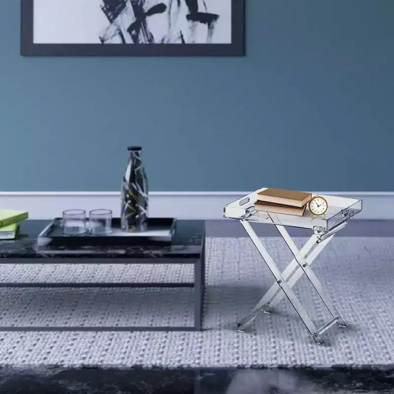 Table d'appoint pliable avec poignées, accessoire de décoration intérieure luxueux